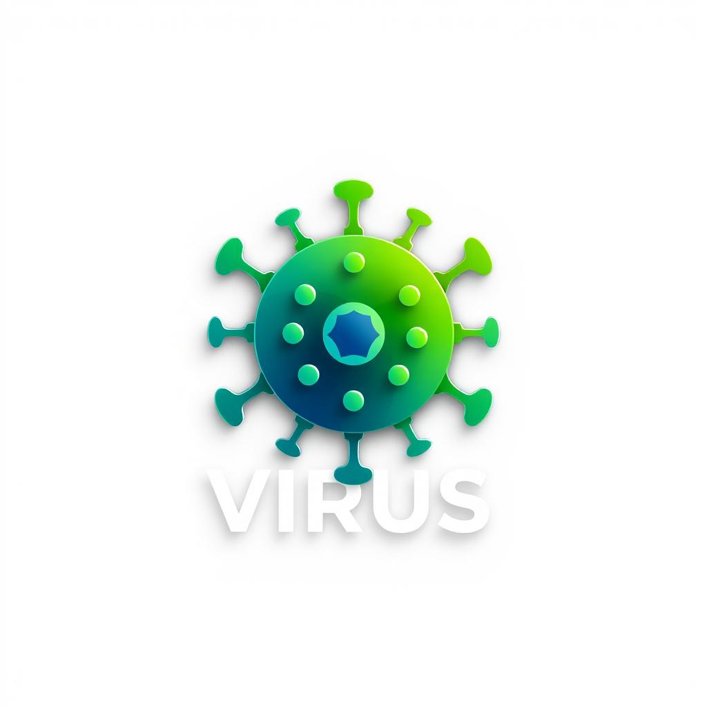 A modern and sleek logo design that incorporates the concept of a virus