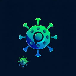 A modern and sleek logo design that incorporates the concept of a virus