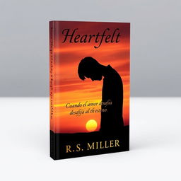 A minimalist book cover featuring a 2D silhouette of a sad man with his head bowed, surrounded by a melancholic sunset