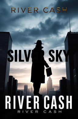 A gripping book cover for a spy thriller titled 'Silver Sky' by the author River Cash