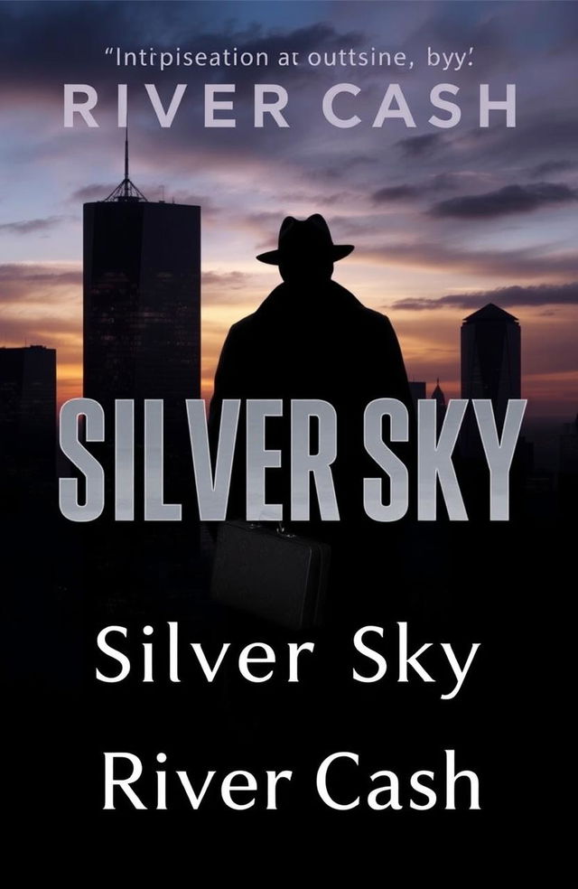 A gripping book cover for a spy thriller titled 'Silver Sky' by the author River Cash