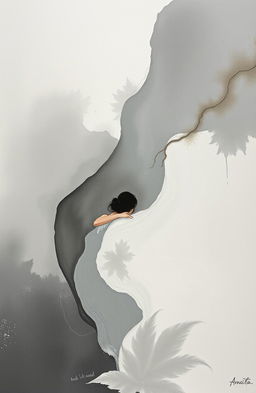An abstract representation of the theme "I don't love you", using subdued, muted colors like soft grays, dusty blues, and pale browns to evoke a sense of melancholy and introspection