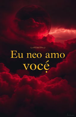 A dark and reddish landscape, evoking a moody and dramatic atmosphere, featuring the prominent title "Eu não amo você" written boldly in the center of the image