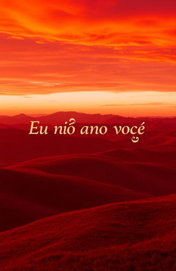 A mesmerizing red-hued landscape, featuring rolling hills and a dramatic sky filled with red and orange clouds, all bathed in warm sunset light