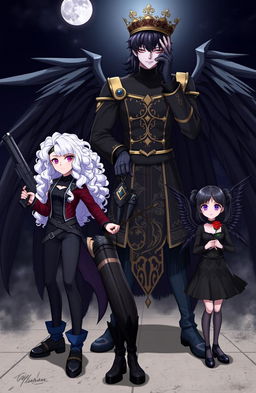 Three villains standing confidently in the foreground