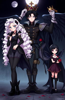 Three villains standing confidently in the foreground