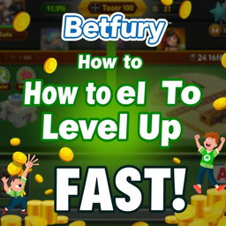A vibrant YouTube thumbnail featuring a dynamic and colorful representation of Betfury, showcasing elements like coins and a leveling bar to symbolize progression