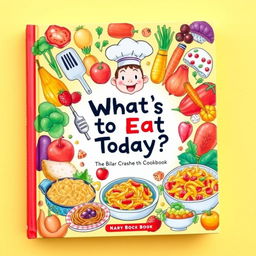A vibrant and creative illustrated book cover for a cookbook titled 'What's to Eat Today?'