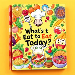 A vibrant and creative illustrated book cover for a cookbook titled 'What's to Eat Today?'