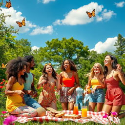 A vibrant and cheerful scene capturing the essence of a happy day suitable for a TikTok vibe