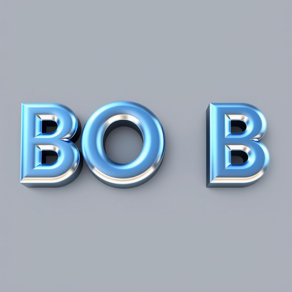 A 3D text rendering of the word 'BOB' in a bold, modern font that closely resembles the small MFA font style