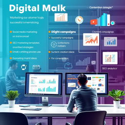 A visually engaging representation of a digital marketing agency showcasing its services