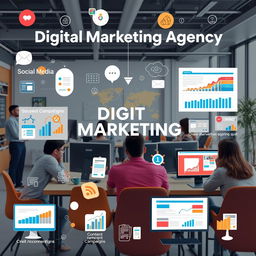 A visually engaging representation of a digital marketing agency showcasing its services