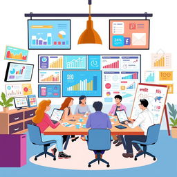 An illustrative representation of a digital marketing agency's diverse services