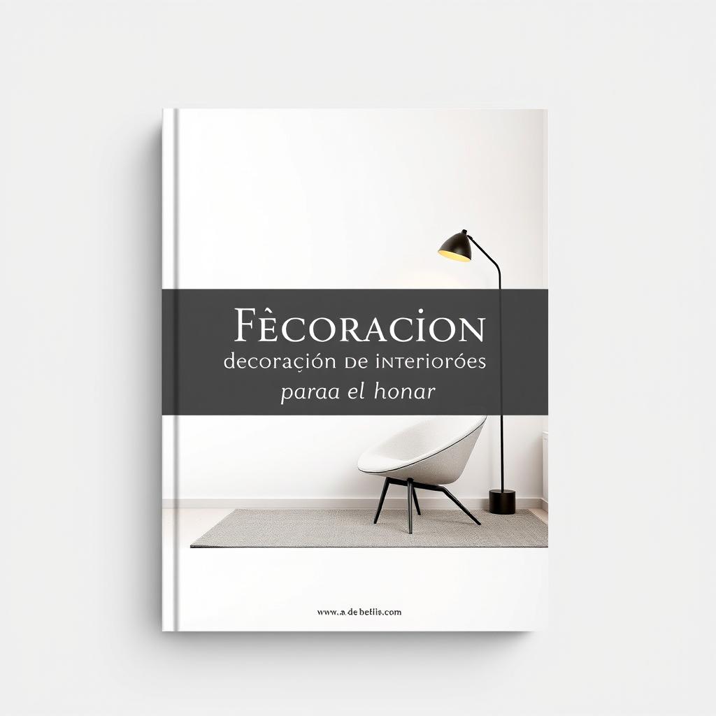 An elegant and eye-catching minimalist book cover for a book titled 'Tendencias en Decoración de Interiores para el Hogar'