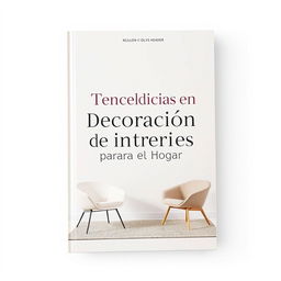 An elegant and eye-catching minimalist book cover for a book titled 'Tendencias en Decoración de Interiores para el Hogar'