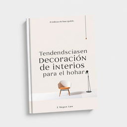 An elegant and eye-catching minimalist book cover for a book titled 'Tendencias en Decoración de Interiores para el Hogar'