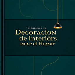 An elegant and striking book cover for a publication titled 'Tendencias en Decoración de Interiores para el Hogar'