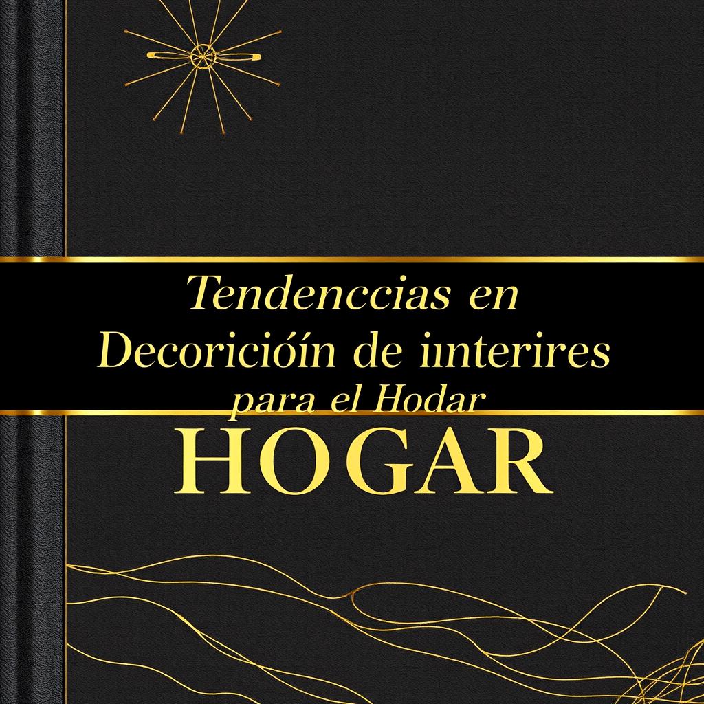 An elegant and striking book cover for a publication titled 'Tendencias en Decoración de Interiores para el Hogar'