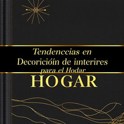 An elegant and striking book cover for a publication titled 'Tendencias en Decoración de Interiores para el Hogar'