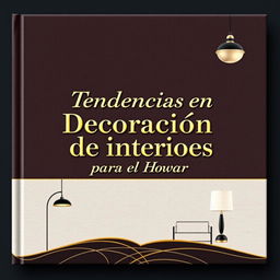 An elegant and striking book cover for a publication titled 'Tendencias en Decoración de Interiores para el Hogar'