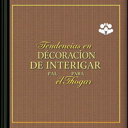 An elegant and striking book cover for a publication titled 'Tendencias en Decoración de Interiores para el Hogar'
