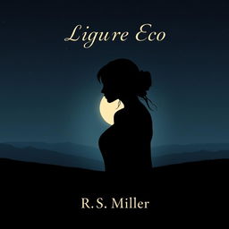 A minimalist book cover design featuring a 2D silhouette of an enigmatic and captivating female figure with a distant gaze
