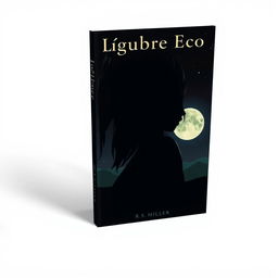 A minimalist book cover featuring a 2D silhouette of an enigmatic and captivating female figure, with a lost gaze surrounded by shadows that suggest mystery and longing