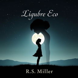 A minimalist book cover featuring a 2D silhouette of an enigmatic and captivating female figure, with a lost gaze surrounded by shadows that suggest mystery and longing
