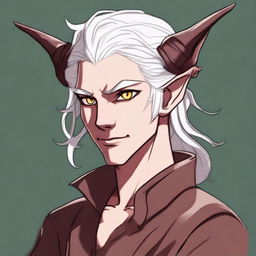 This digital art image showcases a young Tiefling character