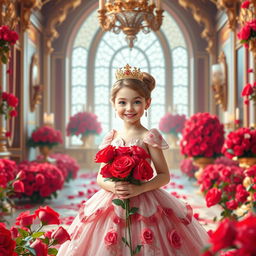A whimsical royal poster featuring a young princess who adores roses