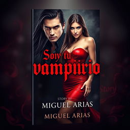 A stunning book cover design for a story titled 'Soy tu vampiro' by Miguel Arias