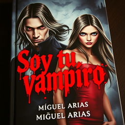A captivating book cover for a story titled 'Soy tu vampiro' by Miguel Arias