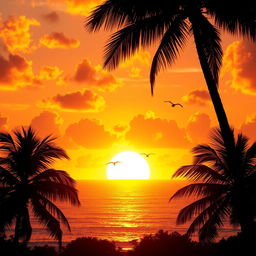 A vibrant sunrise, illuminating the sky with warm hues of orange, pink, and yellow