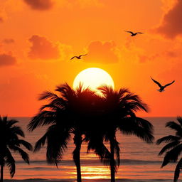 A vibrant sunrise, illuminating the sky with warm hues of orange, pink, and yellow