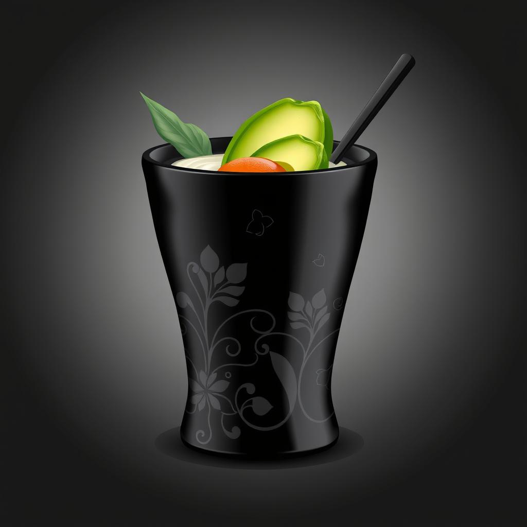 A vector design of a black cup specifically made for serving Es Teler, an Indonesian dessert