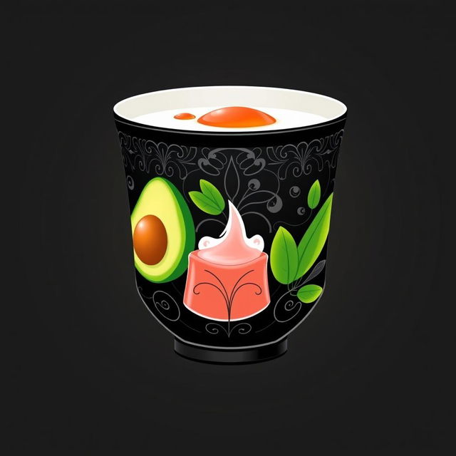 A vector design of a black cup specifically made for serving Es Teler, an Indonesian dessert