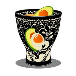 A vector design of a black cup specifically made for serving Es Teler, an Indonesian dessert