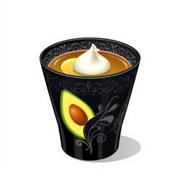 A vector design of a black cup specifically made for serving Es Teler, an Indonesian dessert