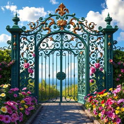 A beautifully ornate gate adorned with intricate floral patterns and elegant scrollwork