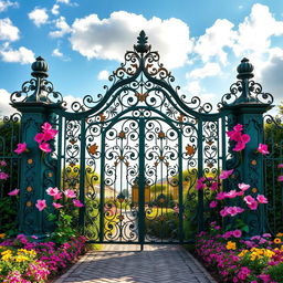 A beautifully ornate gate adorned with intricate floral patterns and elegant scrollwork