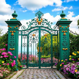 A beautifully ornate gate adorned with intricate floral patterns and elegant scrollwork