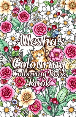 A beautifully designed adult colouring book cover titled 'Aliesha’s Colouring Book'