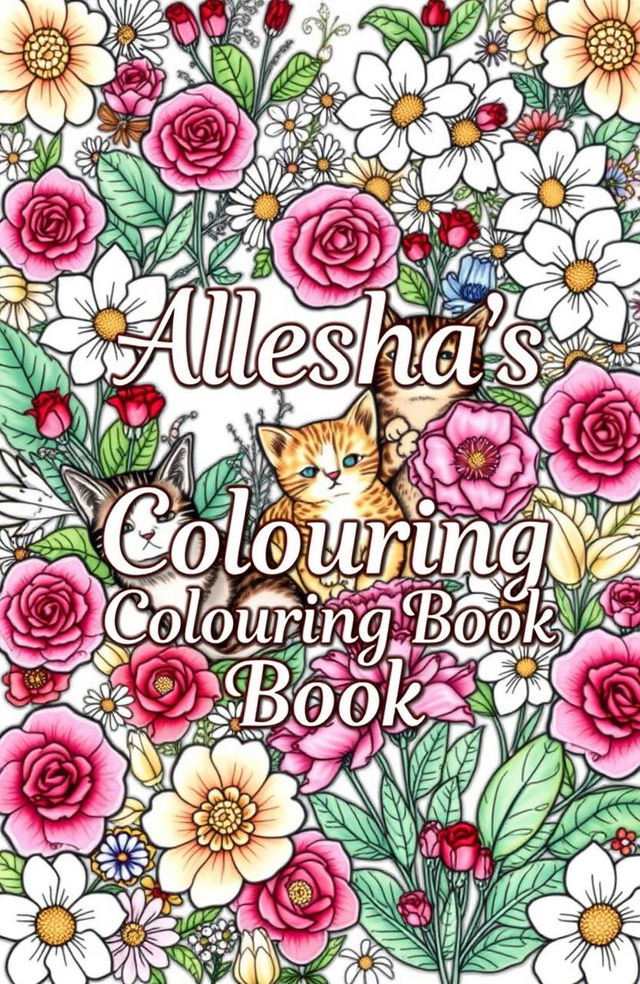 A beautifully designed adult colouring book cover titled 'Aliesha’s Colouring Book'