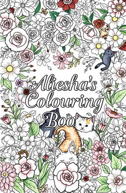 A beautifully designed adult colouring book cover titled 'Aliesha’s Colouring Book'