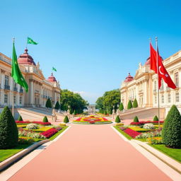 A stunning A4 cover design showcasing the majestic border between two grand palaces