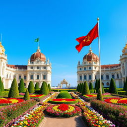 A stunning A4 cover design showcasing the majestic border between two grand palaces