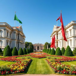 A stunning A4 cover design showcasing the majestic border between two grand palaces