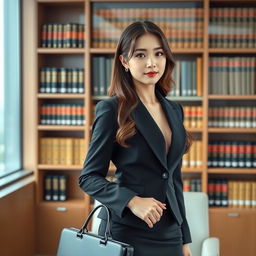 A portrait of Jennie Kim from Blackpink dressed as a lawyer