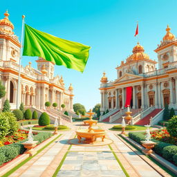 A stunning 3D illustration showcasing the majestic border between two grand palaces